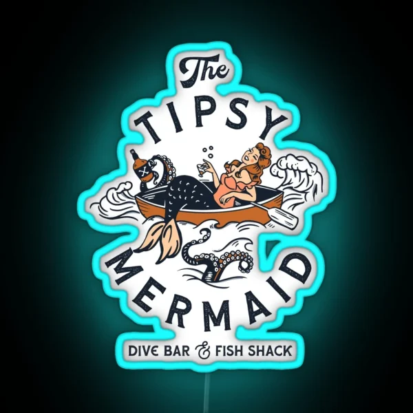 The Tipsy Mermaid Dive Bar And Fish Shack Vintage Pinup RGB Neon Sign