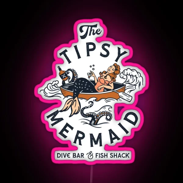 The Tipsy Mermaid Dive Bar And Fish Shack Vintage Pinup RGB Neon Sign
