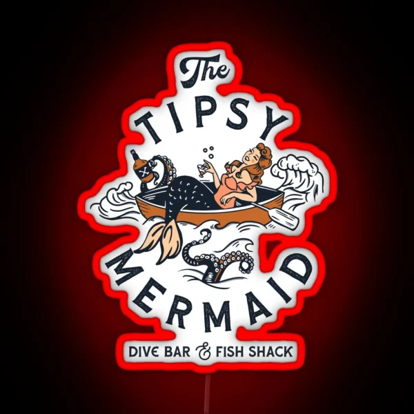 The Tipsy Mermaid Dive Bar And Fish Shack Vintage Pinup RGB Neon Sign