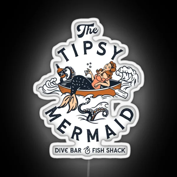The Tipsy Mermaid Dive Bar And Fish Shack Vintage Pinup RGB Neon Sign