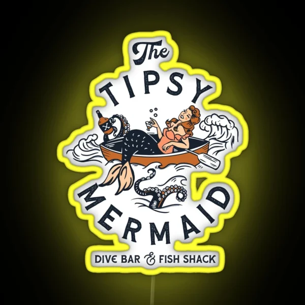 The Tipsy Mermaid Dive Bar And Fish Shack Vintage Pinup RGB Neon Sign