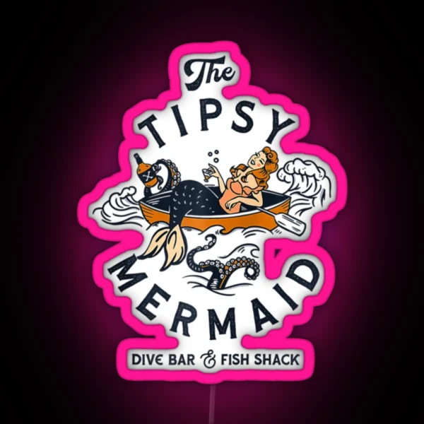 The Tipsy Mermaid Dive Bar Fish Shack Vintage RGB Neon Sign