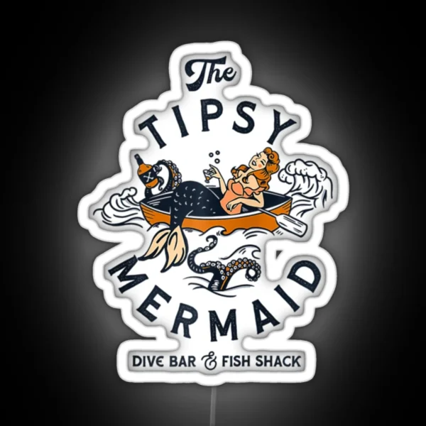 The Tipsy Mermaid Dive Bar Fish Shack Vintage RGB Neon Sign