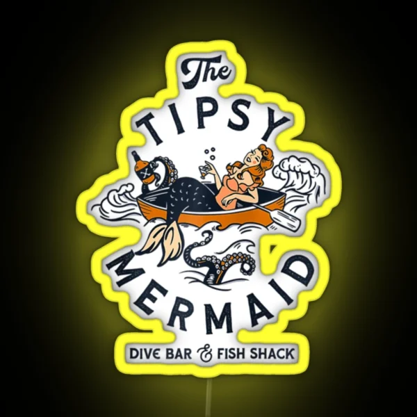 The Tipsy Mermaid Dive Bar Fish Shack Vintage RGB Neon Sign