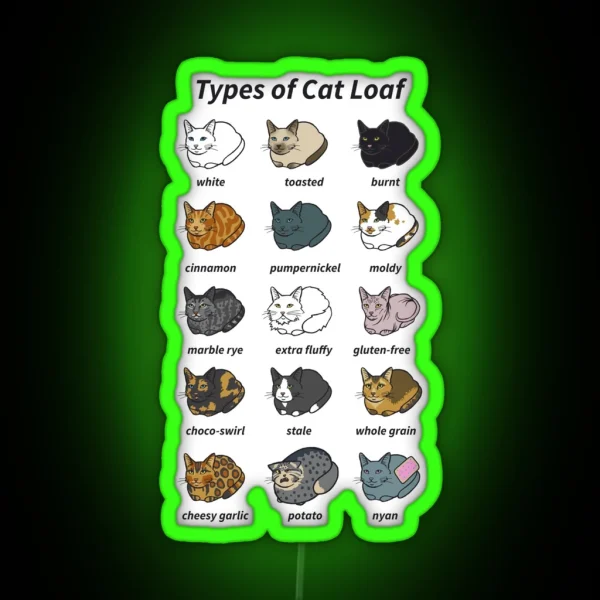 The Types Of Cat Loaf RGB Neon Sign