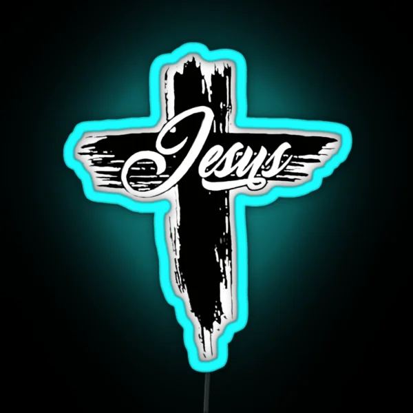 The Word Love With Heart And Cross 3 RGB Neon Sign