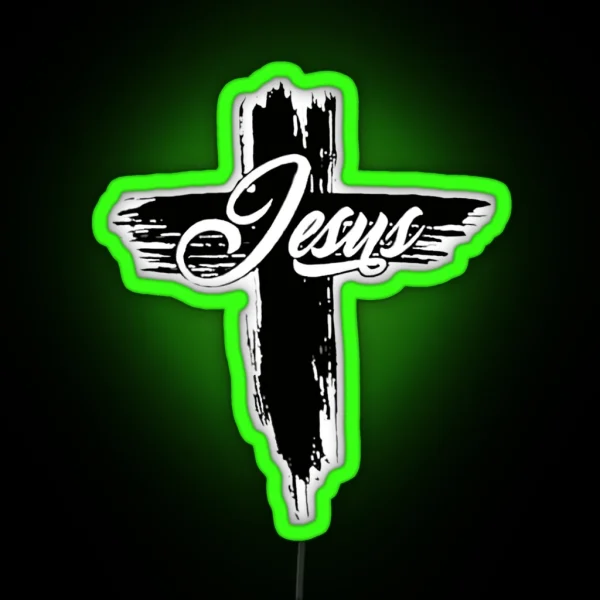 The Word Love With Heart And Cross 3 RGB Neon Sign