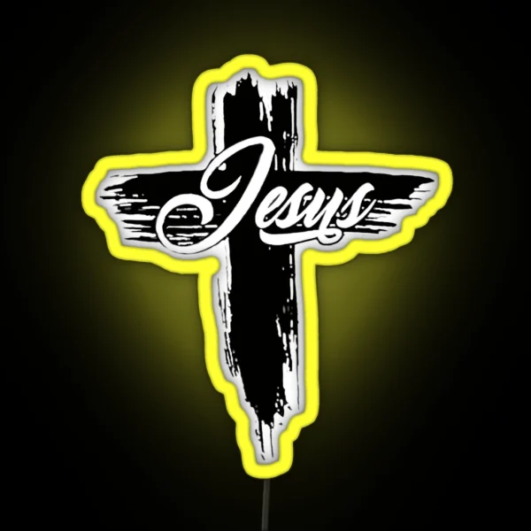 The Word Love With Heart And Cross 3 RGB Neon Sign