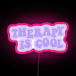 Therapy Is Cool Purple RGB Neon Sign