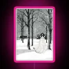 Color-changing RGB LED sign with blizzard scene and ghostly figure