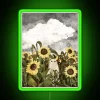 Vibrant RGB Neon Sign Depicting Whimsical Mysterious Sunflower Scene