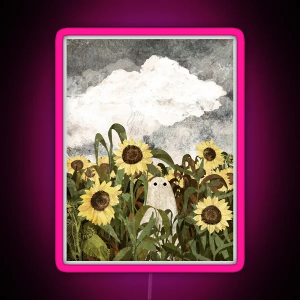 There S A Ghost In The Sunflower Field Again RGB Neon Sign