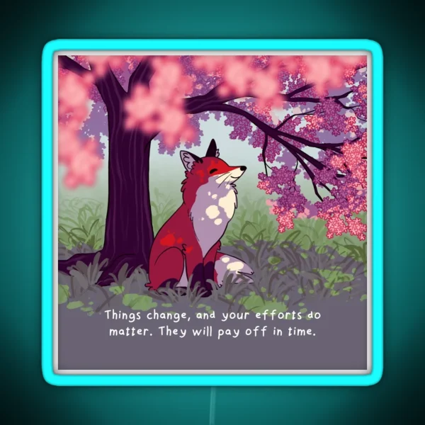 Things Change Sakura Tree Fox RGB Neon Sign