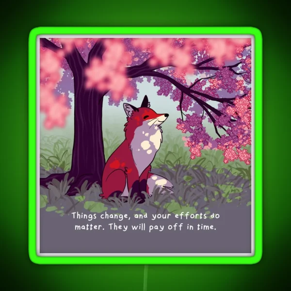Things Change Sakura Tree Fox RGB Neon Sign