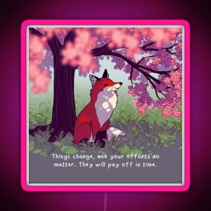 Things Change Sakura Tree Fox RGB Neon Sign