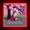 Whimsical neon light decoration featuring Sakura tree and fox imagery.