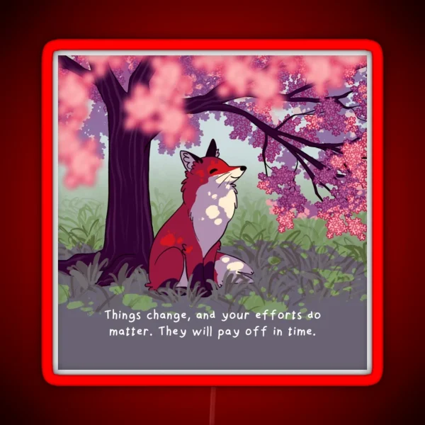 Things Change Sakura Tree Fox RGB Neon Sign