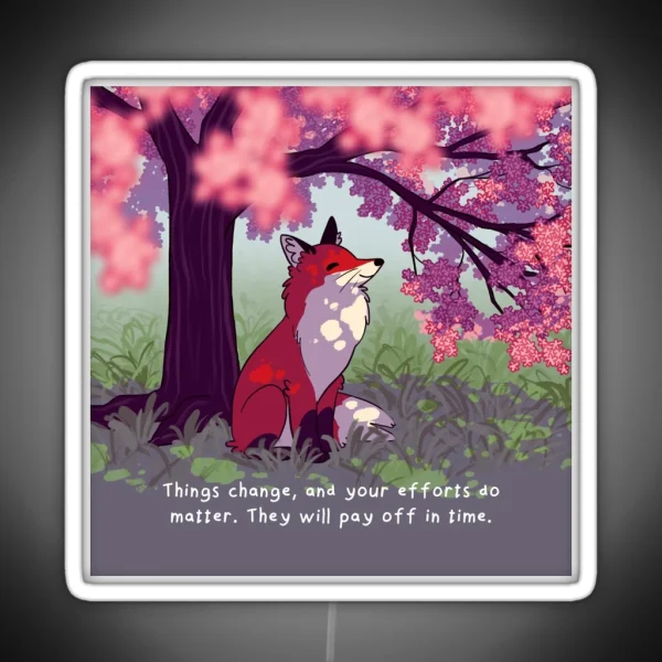 Things Change Sakura Tree Fox RGB Neon Sign