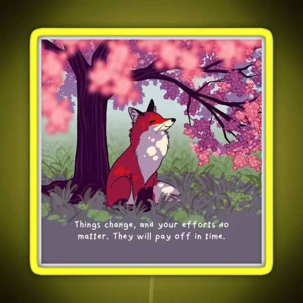 Things Change Sakura Tree Fox RGB Neon Sign