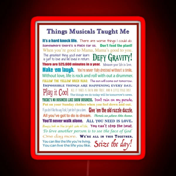 Things Musicals Taught Me RGB Neon Sign