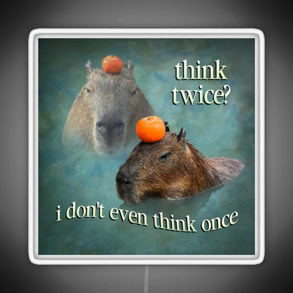 Think Twice I Don T Even Think Once Capybara Word Art RGB Neon Sign