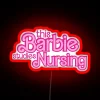 Neon Sign Featuring Barbie in Nursing Scrubs Uniform Study Mode