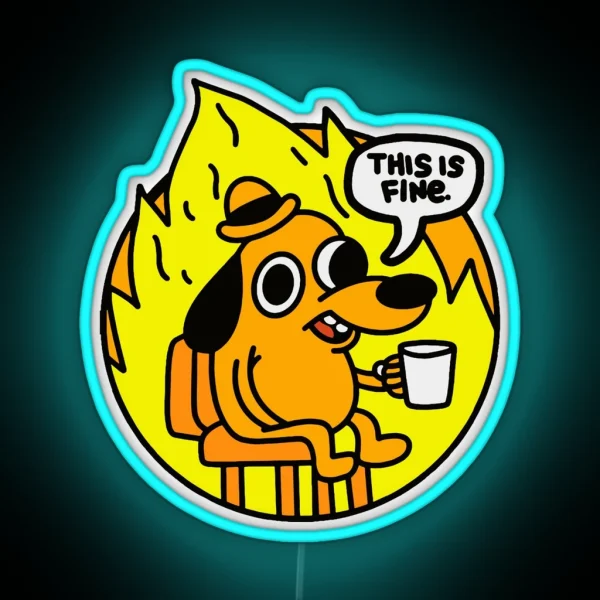 This Is Fine Funny Meme RGB Neon Sign