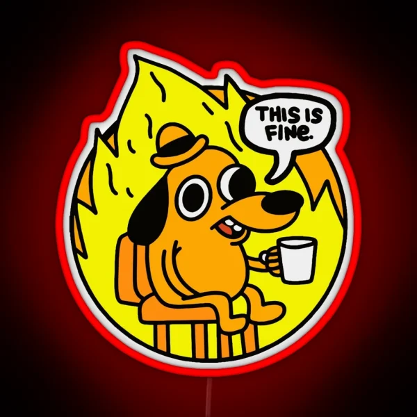 This Is Fine Funny Meme RGB Neon Sign
