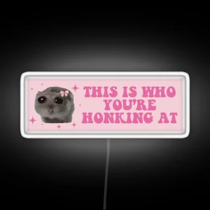 This Is Who You Are Honking At Sad Hamster Bumper RGB Neon Sign