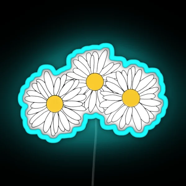 Three Daisy Flowers RGB Neon Sign