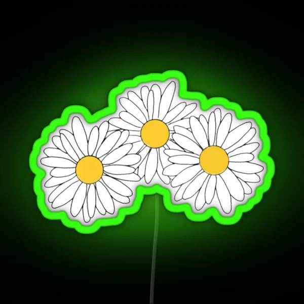 Three Daisy Flowers RGB Neon Sign