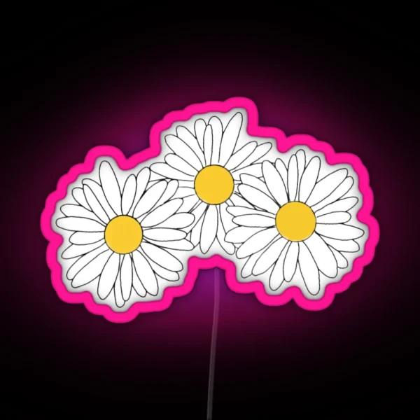 Three Daisy Flowers RGB Neon Sign