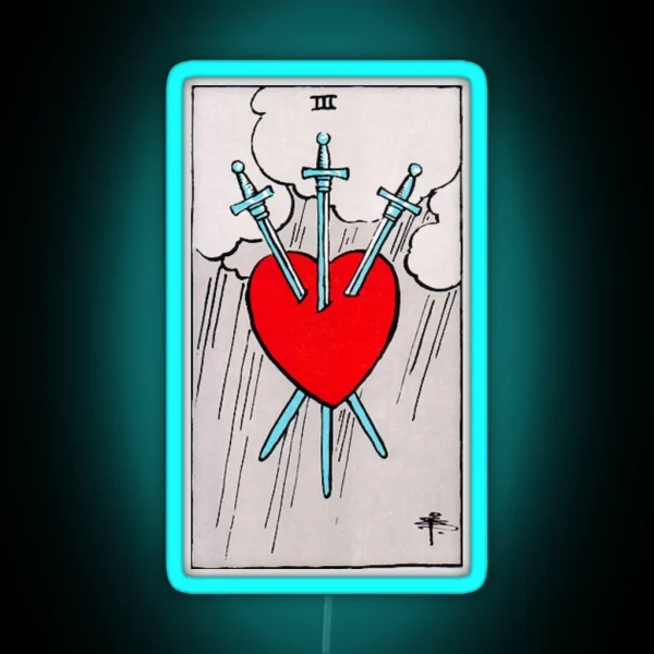 Three Of Swords Tarot RGB Neon Sign