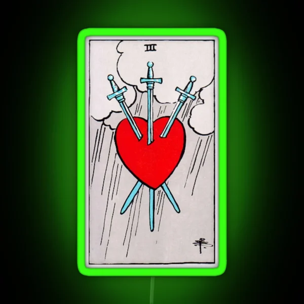 Three Of Swords Tarot RGB Neon Sign