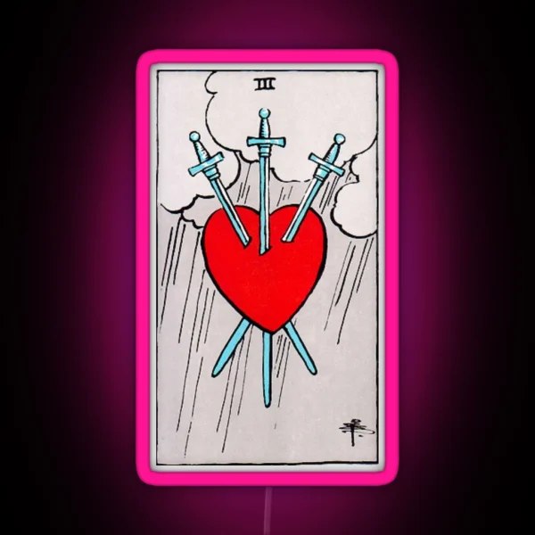 Three Of Swords Tarot RGB Neon Sign
