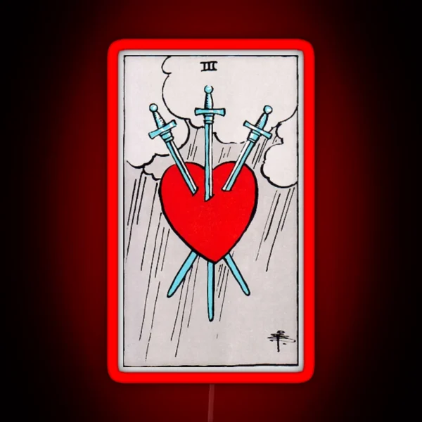 Three Of Swords Tarot RGB Neon Sign
