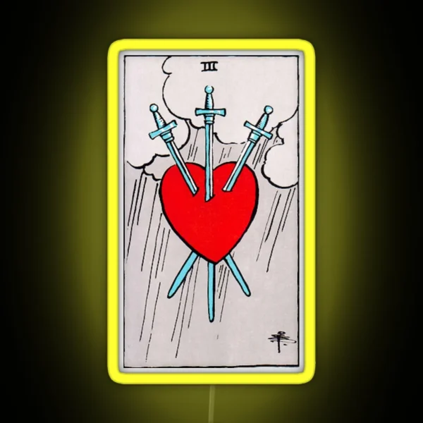 Three Of Swords Tarot RGB Neon Sign