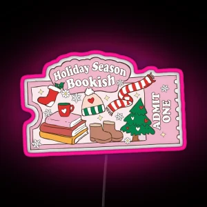 Ticket Bookish Holiday Season Christmas Kindle For Book Lovers Winter RGB Neon Sign