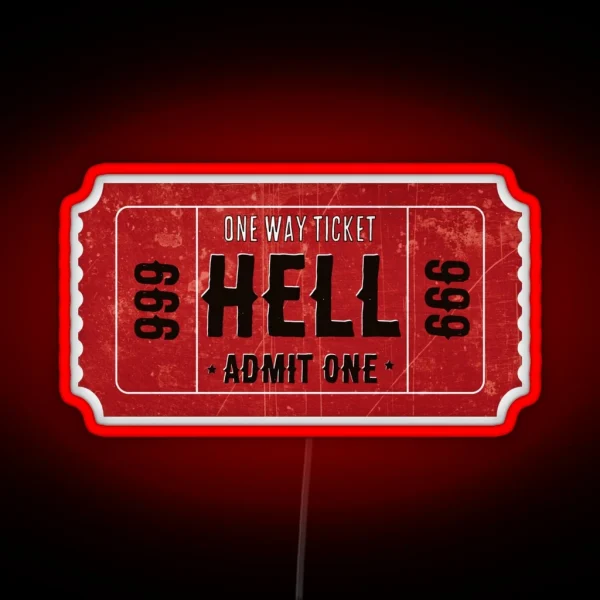 Ticket To Hell Cool Funny Helmet Motorcycle Or Car RGB Neon Sign