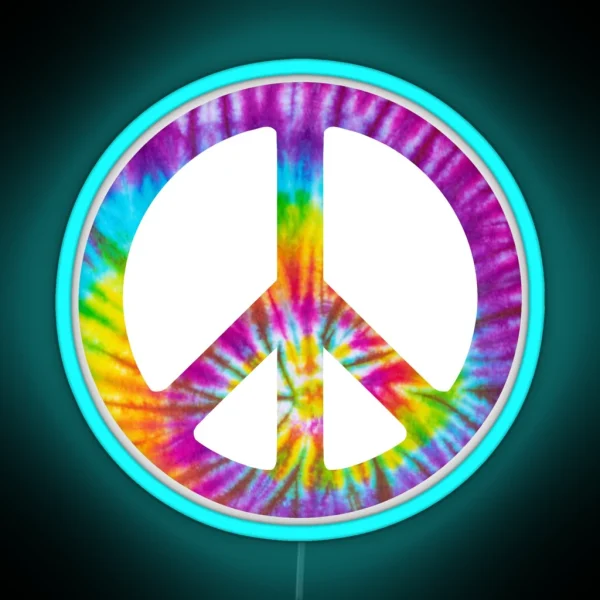 Tie Dye Peace Sign Mask RGB Neon Sign