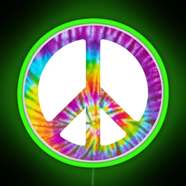 Tie Dye Peace Sign Mask RGB Neon Sign