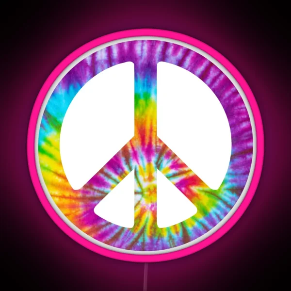 Tie Dye Peace Sign Mask RGB Neon Sign
