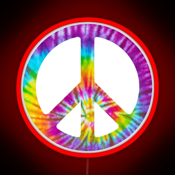 Tie Dye Peace Sign Mask RGB Neon Sign