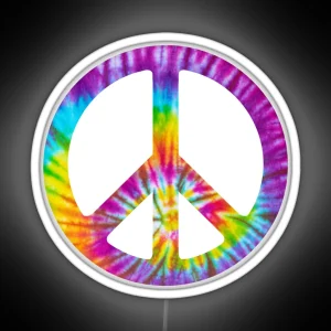 Tie Dye Peace Sign Mask RGB Neon Sign