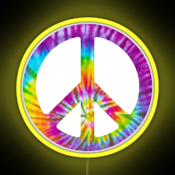 Tie Dye Peace Sign Mask RGB Neon Sign