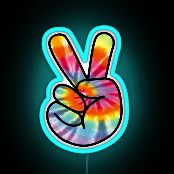 Tie Dye Peace Sign RGB Neon Sign
