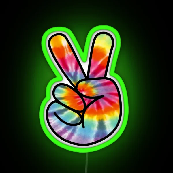Tie Dye Peace Sign RGB Neon Sign