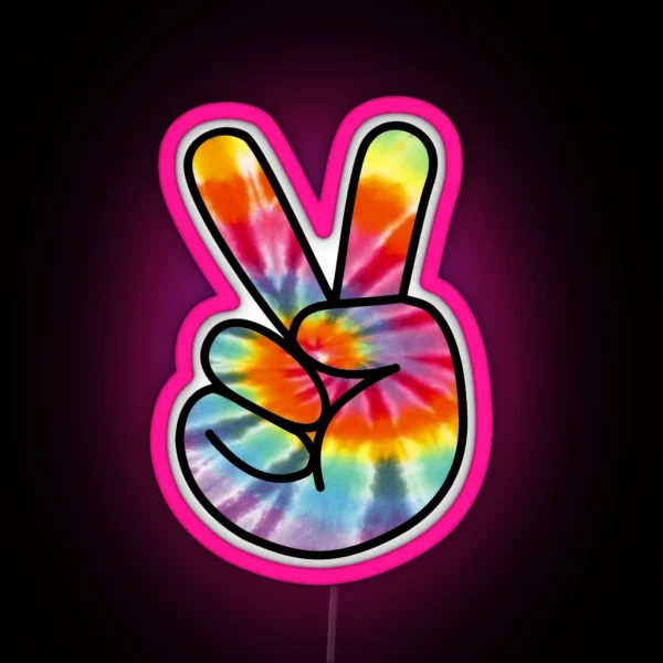 Tie Dye Peace Sign RGB Neon Sign