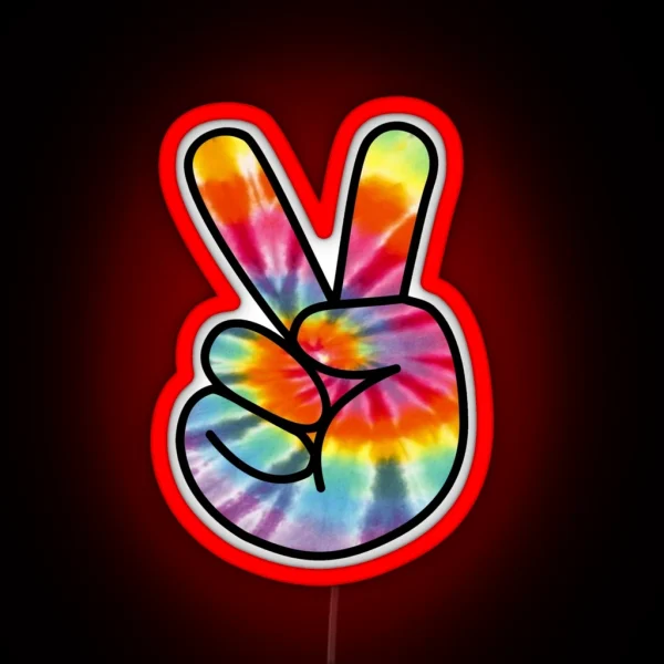 Tie Dye Peace Sign RGB Neon Sign