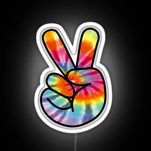 Tie Dye Peace Sign RGB Neon Sign
